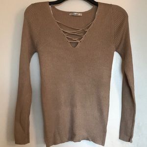 *NEW* Tan Long Sleeve Fitted Sweater